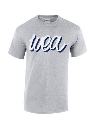 t-shirt gris de Weekend'Artistes avec un logo blanc